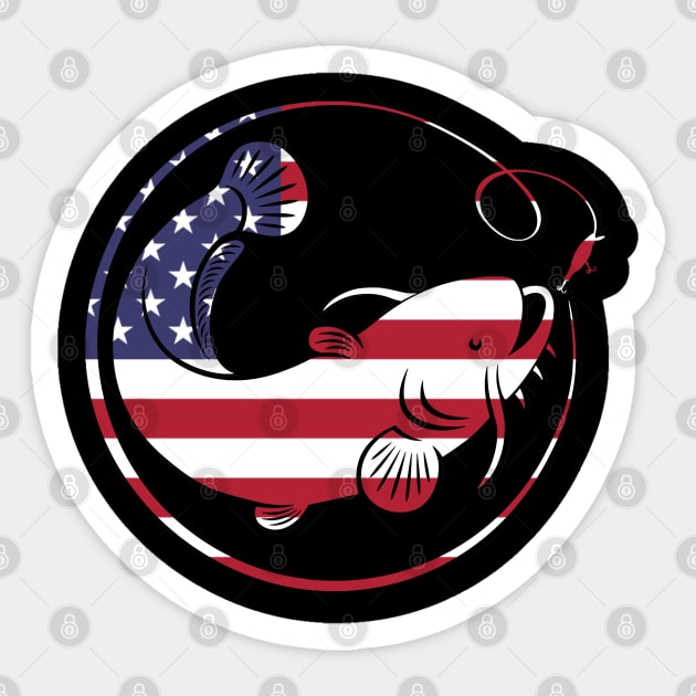 4th of July Fishing American Flag Sticker by Studio Hues